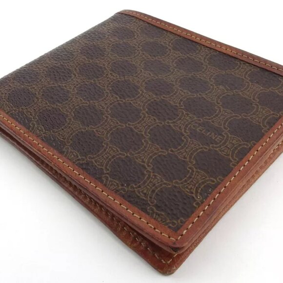 CELINE two-fold wallet macadam beige PVC ?~ leather Authentic used - Picture 4 of 9